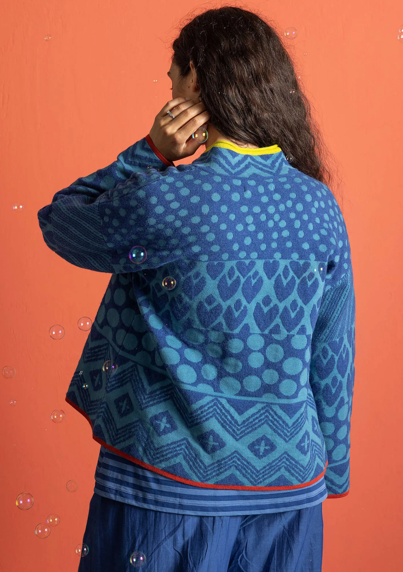 Gudrun Sjödén Strickjacken>Strickjacke „Viktoria“ aus Baumwolle/Lammwolle Indigo