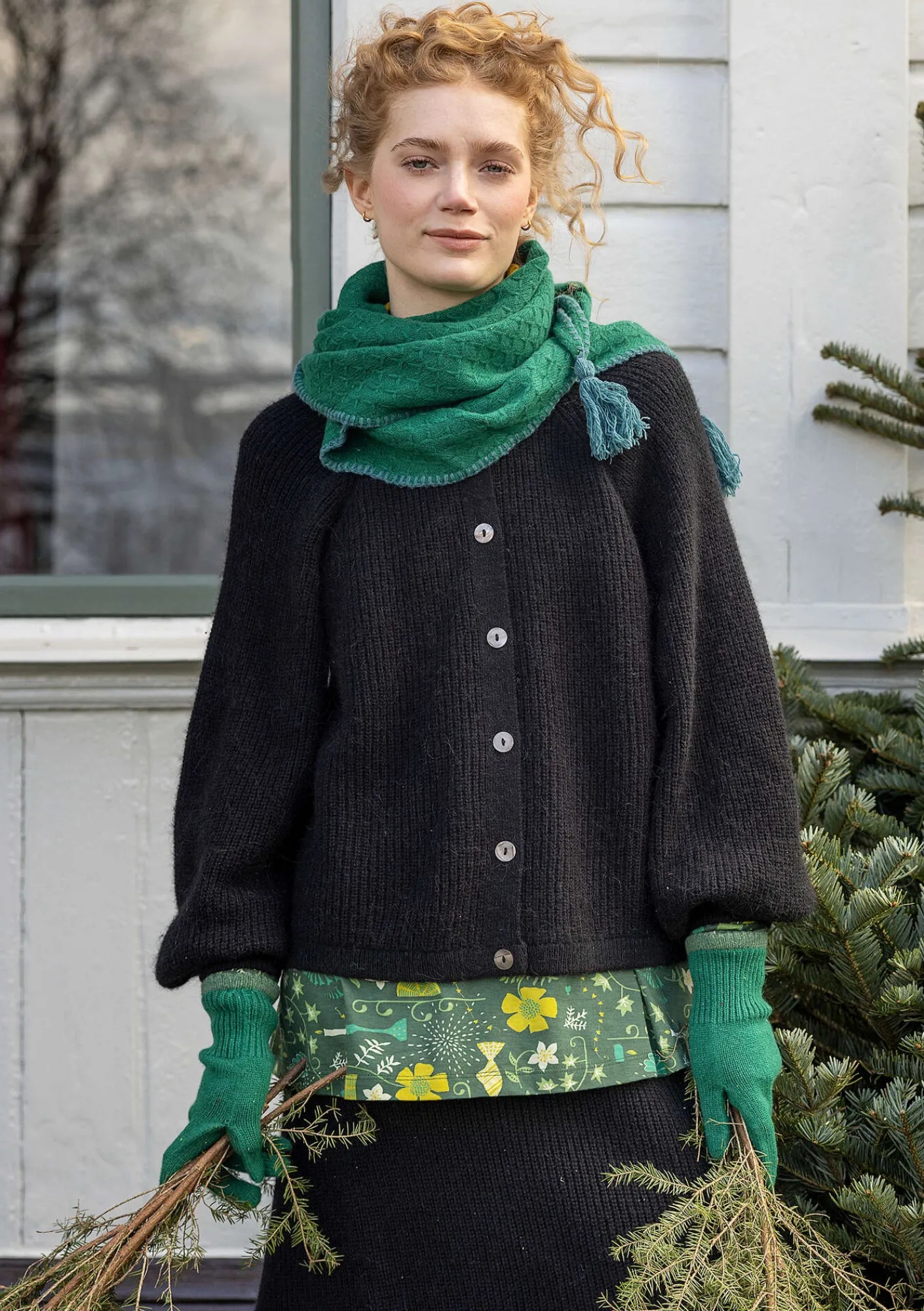 Gudrun Sjödén Strickjacken>Strickjacke „Vinternatt“ aus Bio- und Recycling-Baumwolle/Alpakawollgemisch Schwarz
