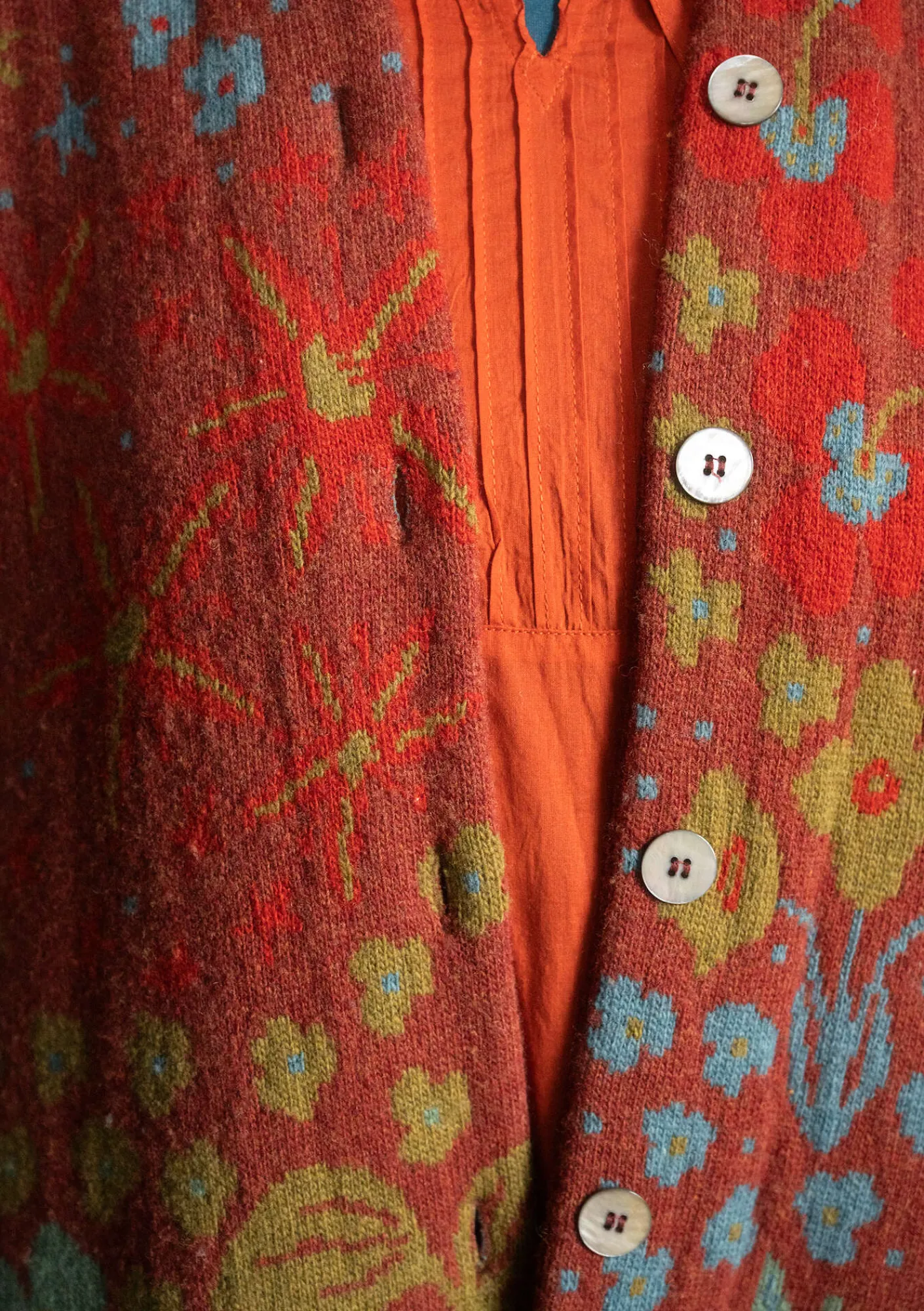 Gudrun Sjödén Jacken & Mäntel|Strickjacken>Strickmantel „Saga“ aus Recycling-Wolle Rost-melange