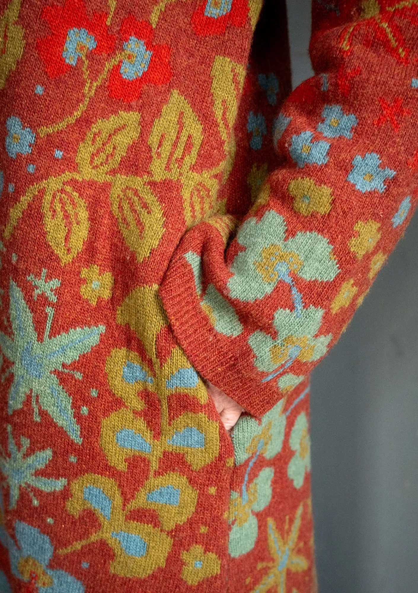 Gudrun Sjödén Jacken & Mäntel|Strickjacken>Strickmantel „Saga“ aus Recycling-Wolle Rost-melange