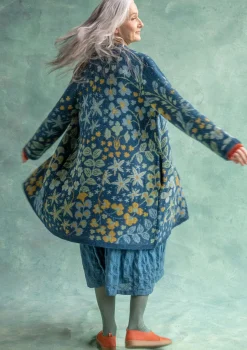 Gudrun Sjödén Jacken & Mäntel|Strickjacken>Strickmantel „Saga“ aus Recycling-Wolle Dunkelpetrol-melange