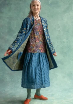 Gudrun Sjödén Jacken & Mäntel|Strickjacken>Strickmantel „Saga“ aus Recycling-Wolle Dunkelpetrol-melange