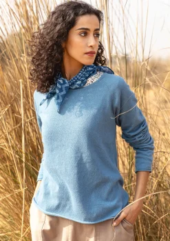 Gudrun Sjödén Pullover & Shirts>Strickpullover aus Bio-/Recycling-Baumwolle Hellindigo