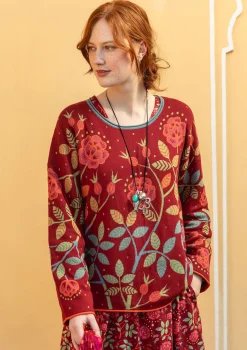 Gudrun Sjödén Pullover & Shirts>Strickpullover „Nyponros“ aus Bio-/Recycling-Baumwolle Achatrot