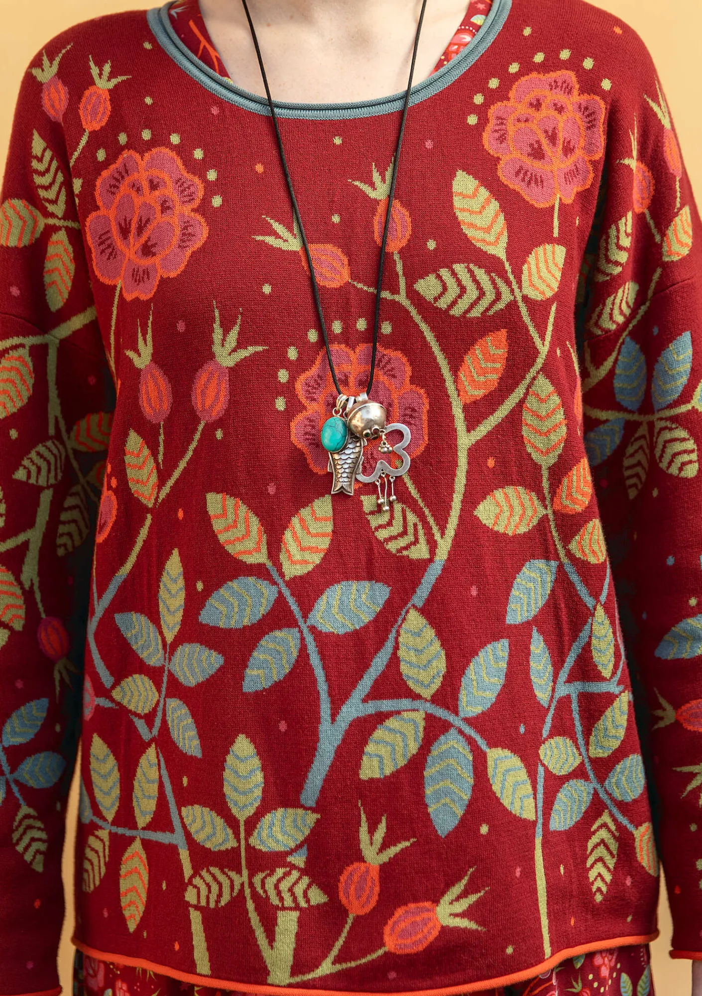 Gudrun Sjödén Pullover & Shirts>Strickpullover „Nyponros“ aus Bio-/Recycling-Baumwolle Achatrot