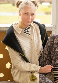 Gudrun Sjödén Accessoires>Strickschal aus Lammwolle/ Recycling-Wolle Schwarz
