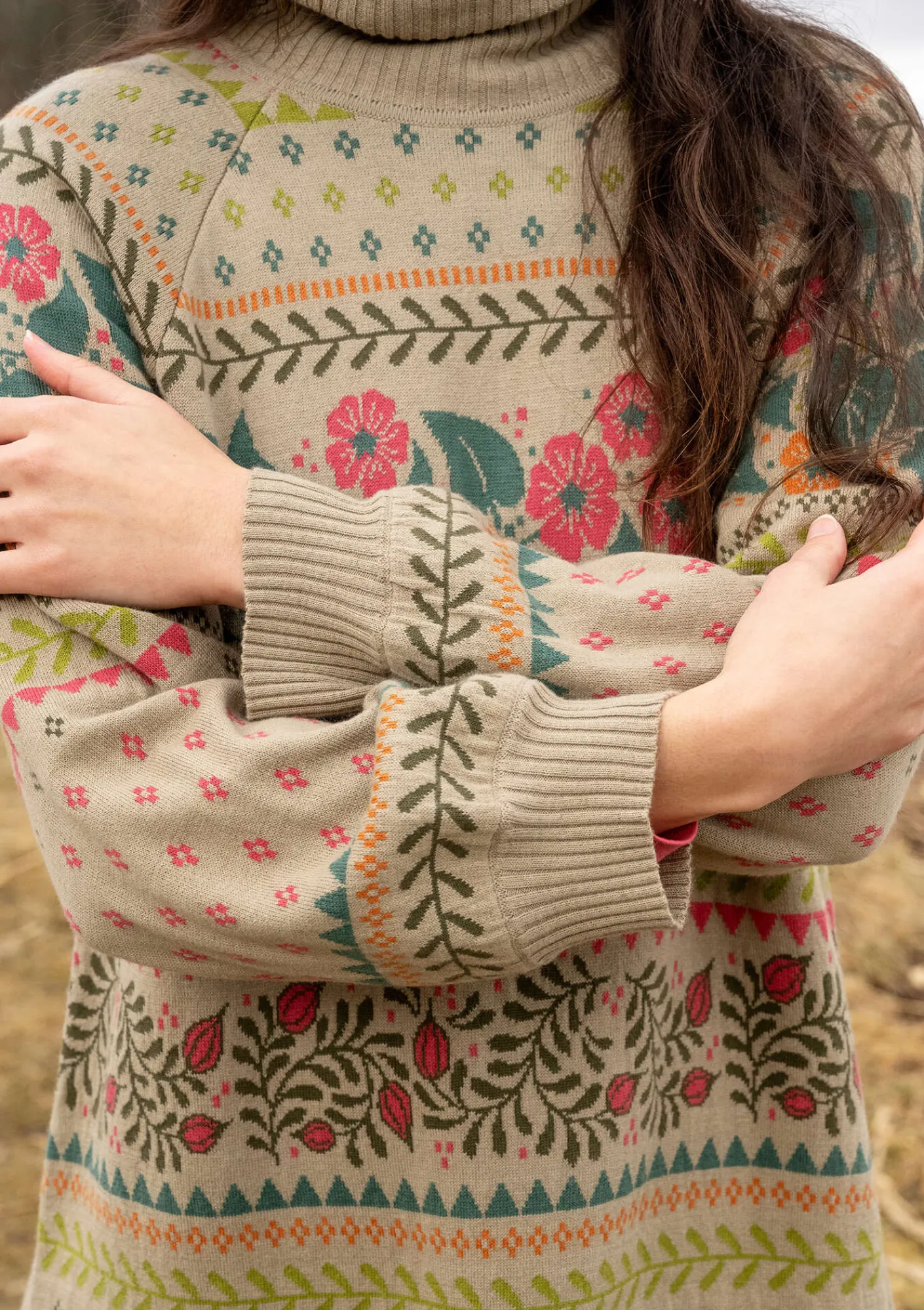 Gudrun Sjödén Tuniken>Stricktunika „Borealis“ aus Bio- und Recycling-Baumwolle/Wolle Hellsalbei