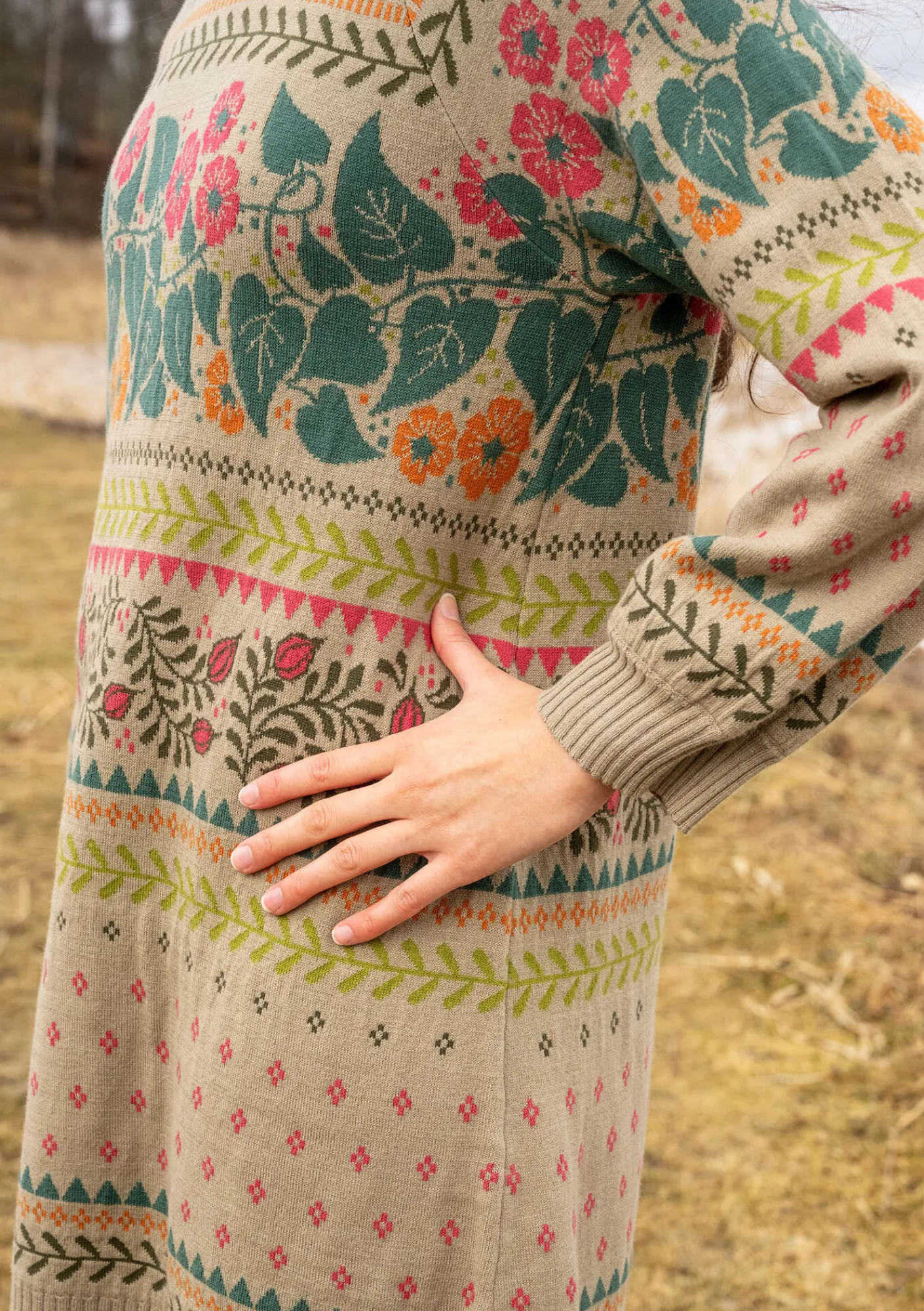 Gudrun Sjödén Tuniken>Stricktunika „Borealis“ aus Bio- und Recycling-Baumwolle/Wolle Hellsalbei