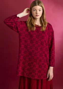 Gudrun Sjödén Tuniken>Stricktunika „Freja“ aus Bio-/Recycling-Baumwolle Alpenveilchen