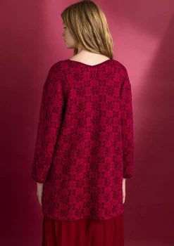 Gudrun Sjödén Tuniken>Stricktunika „Freja“ aus Bio-/Recycling-Baumwolle Alpenveilchen