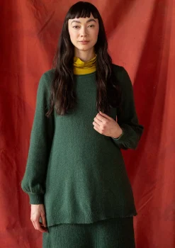 Gudrun Sjödén Tuniken>Stricktunika „Vinternatt“ aus Bio- und Recycling-Baumwolle/Alpakawollgemisch Dunkelgrün