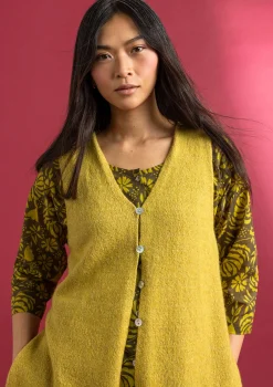 Gudrun Sjödén Westen>Strickweste aus Alpakagemisch Olivenöl-melange