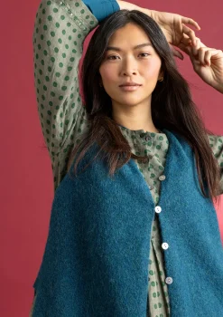 Gudrun Sjödén Westen>Strickweste aus Alpakagemisch Dunkelpetrol-melange