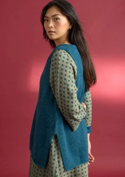 Gudrun Sjödén Westen>Strickweste aus Alpakagemisch Dunkelpetrol-melange