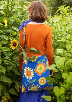 Gudrun Sjödén Taschen>Tasche „Sunflower“ aus Öko-Baumwolle/Leinen Kornblumenblau