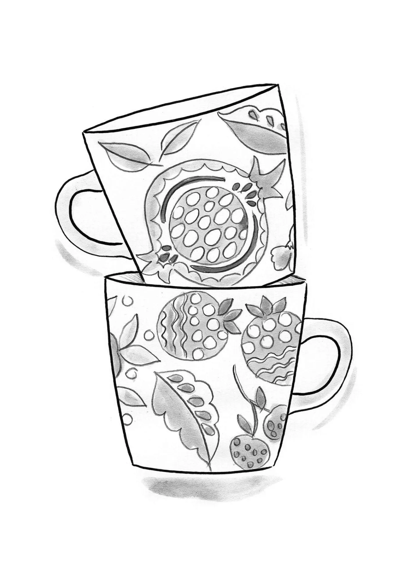 Gudrun Sjödén Geschirr|Küche & Esszimmer>Tasse „Fruits“ aus Keramik Dunkelaschgrau