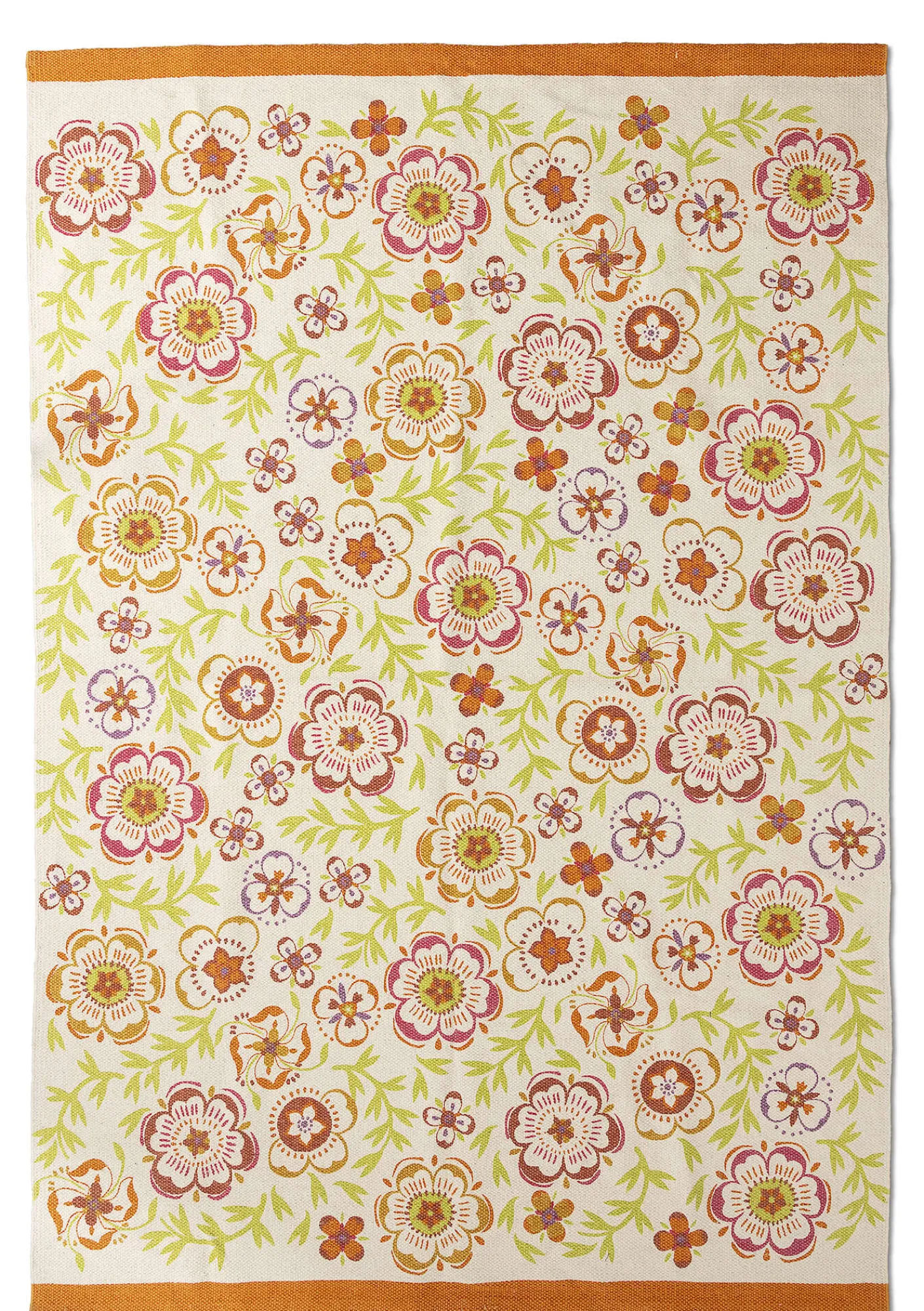 Gudrun Sjödén Teppiche|Heimtextilien>Teppich „Desert Bloom“ aus Bio-Baumwolle Ziegel