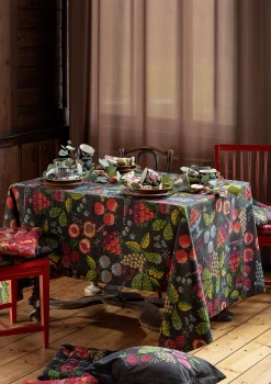 Gudrun Sjödén Tischdecken & -läufer|Küche & Esszimmer>Tischdecke „Fruits“ aus Bio-Baumwolle Dunkelaschgrau