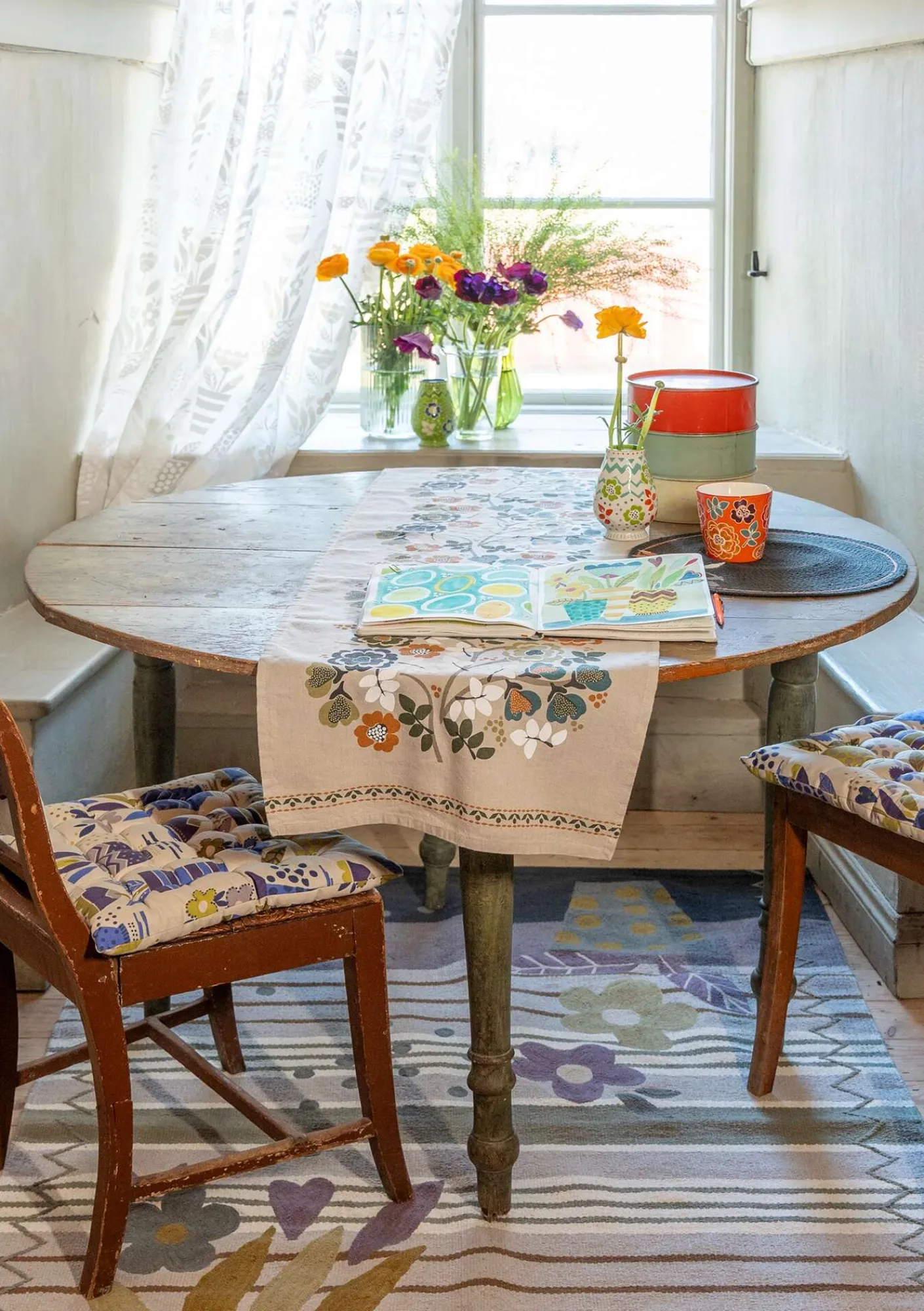 Gudrun Sjödén Tischdecken & -läufer|Küche & Esszimmer>Tischläufer „Wild rose“ aus Leinen/Bio-Baumwolle Aschgrau