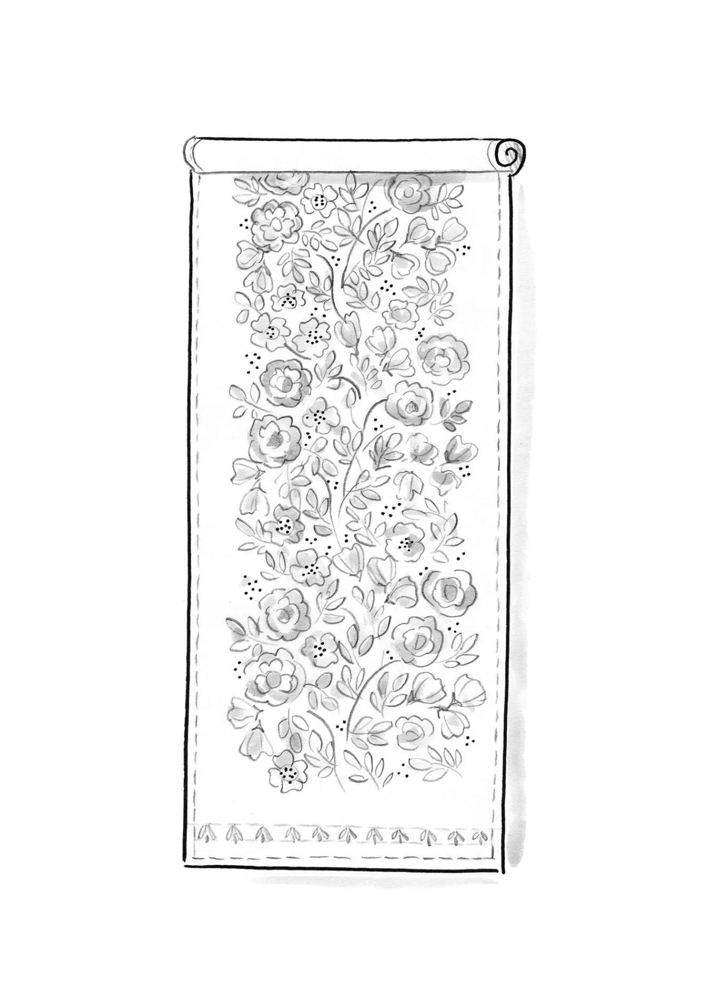 Gudrun Sjödén Tischdecken & -läufer|Küche & Esszimmer>Tischläufer „Wild rose“ aus Leinen/Bio-Baumwolle Aschgrau