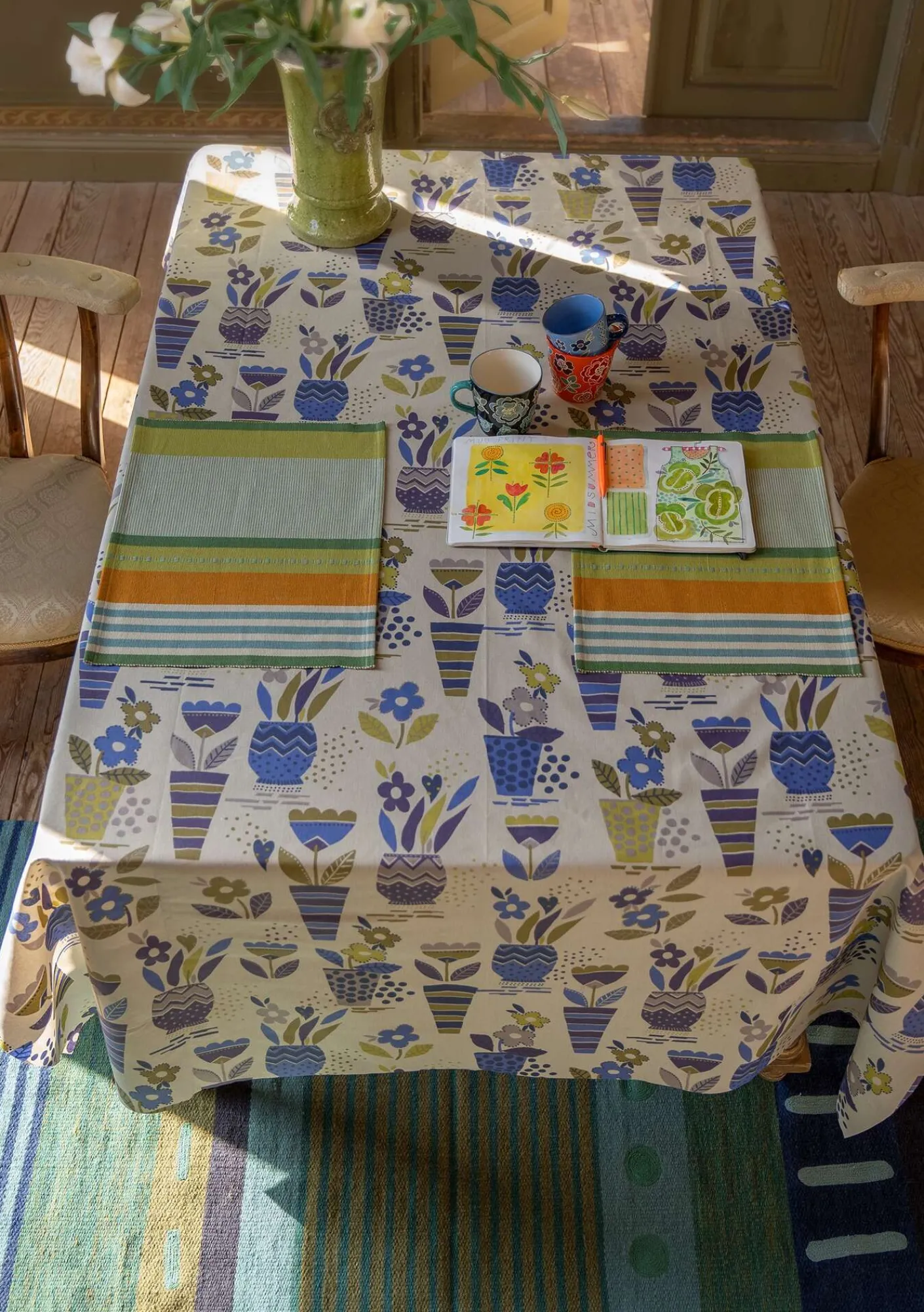 Gudrun Sjödén Tischdecken & -läufer|Küche & Esszimmer>Tischset „Wild rose“ aus Bio-Baumwolle Blattgrün