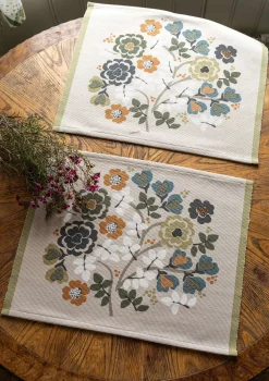 Gudrun Sjödén Tischdecken & -läufer|Küche & Esszimmer>Tischset „Wild rose“ aus Bio-Baumwolle Aschgrau
