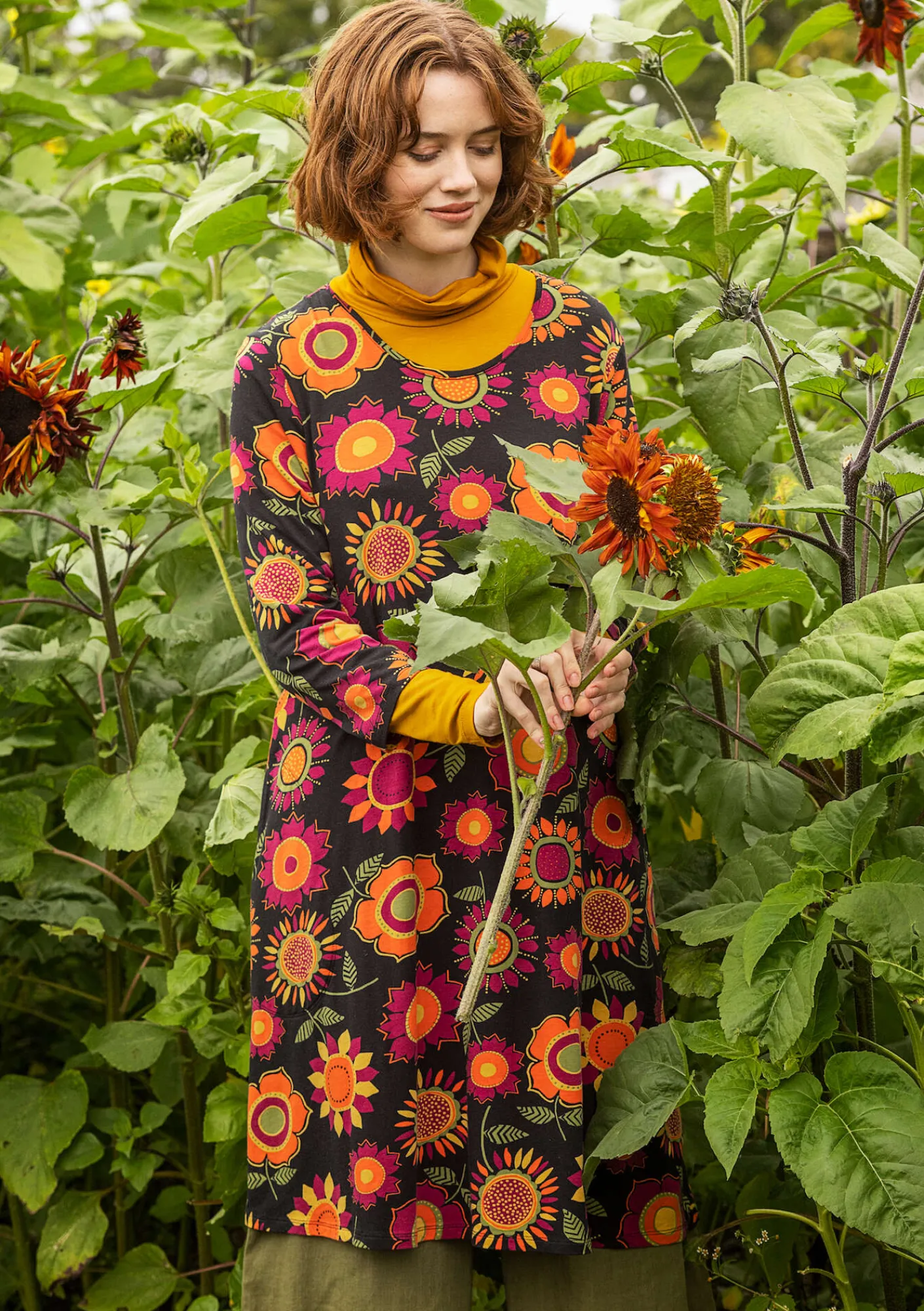 Gudrun Sjödén Kleider>Trikotkleid „Sunflower“ aus Lyocell/Elasthan Schwarz