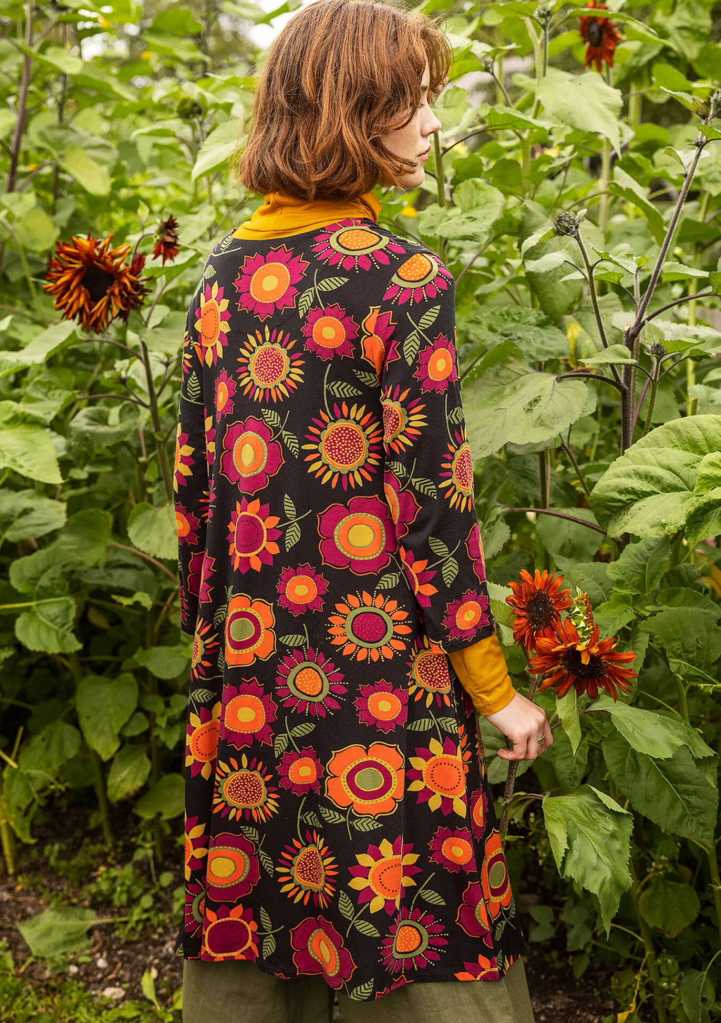 Gudrun Sjödén Kleider>Trikotkleid „Sunflower“ aus Lyocell/Elasthan Schwarz