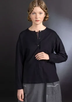 Gudrun Sjödén Pullover & Shirts>Twillbluse aus Bio-Baumwolle Schwarz