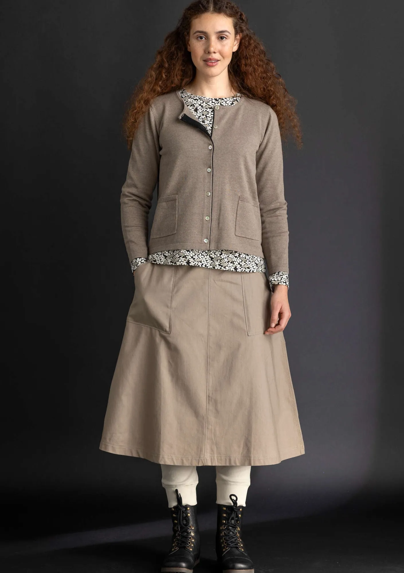 Gudrun Sjödén Röcke>Twillrock aus Bio-Baumwolle Taupe