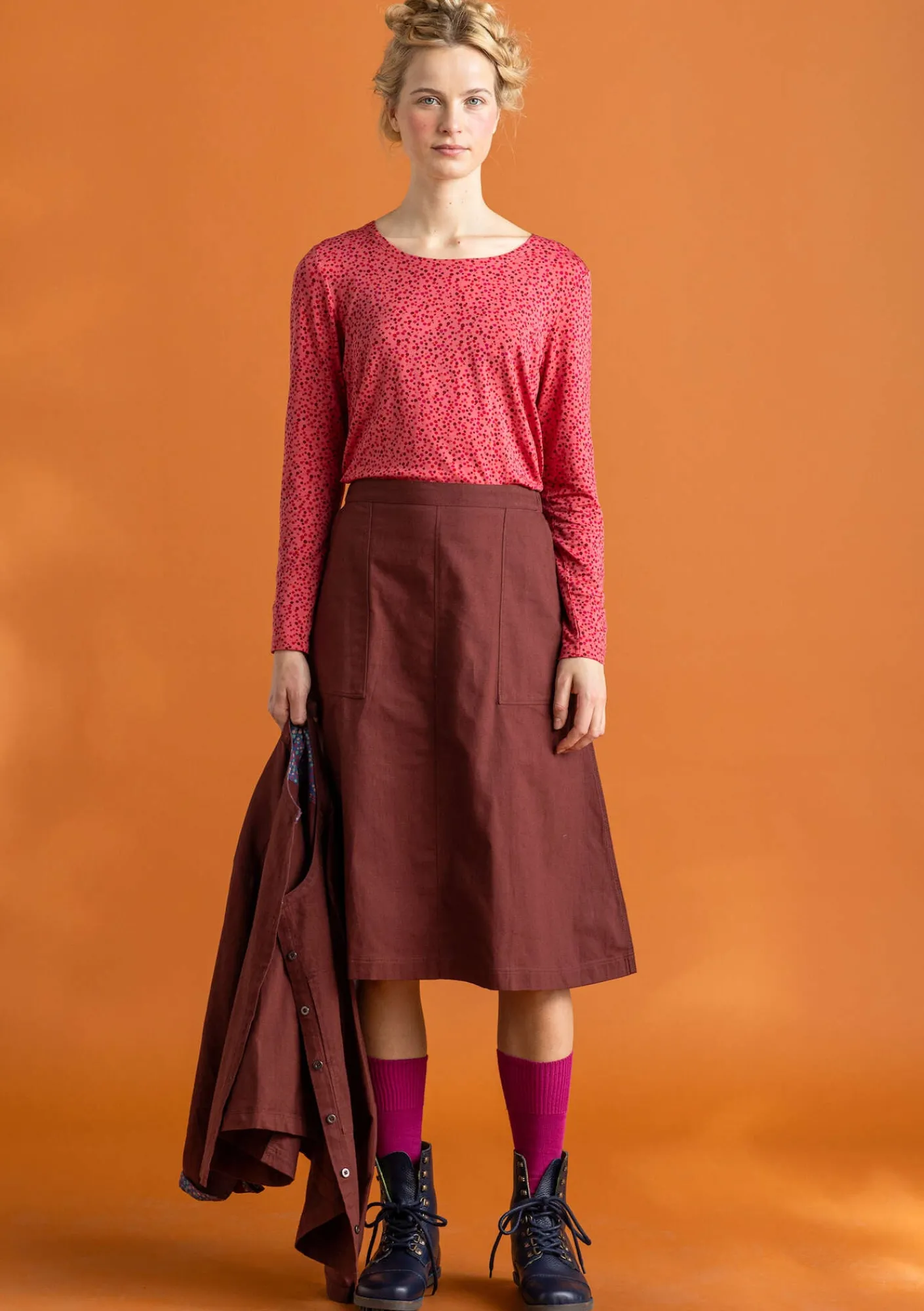 Gudrun Sjödén Röcke>Twillrock aus Bio-Baumwolle Rotebete