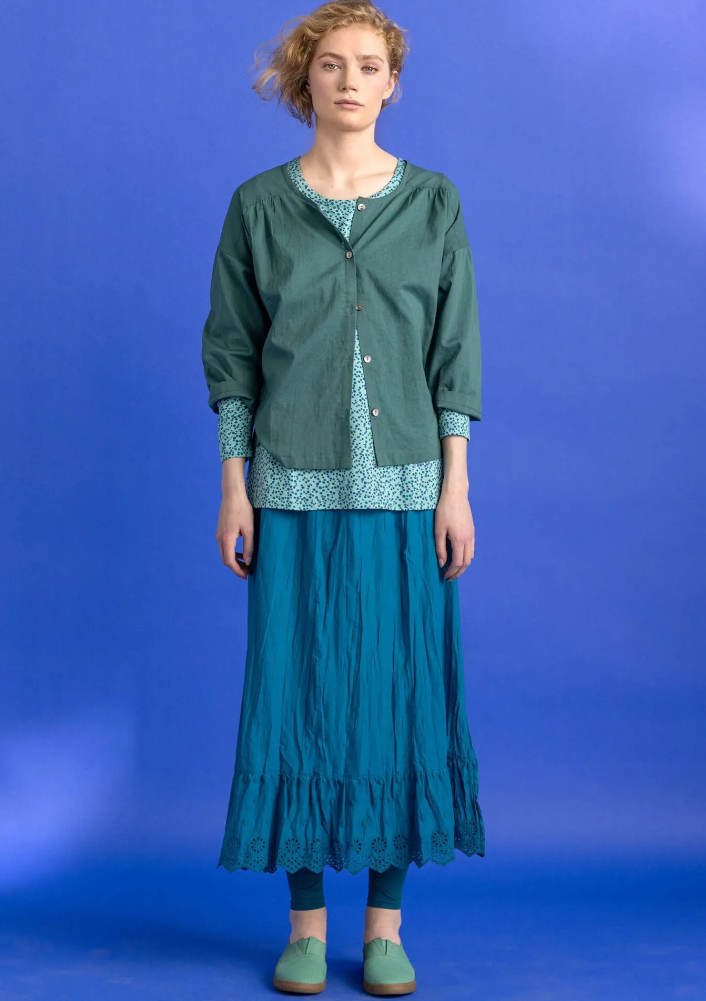 Gudrun Sjödén Röcke>Unterrock aus Bio-Baumwollgewebe Hellpetrol