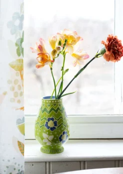 Gudrun Sjödén Dekoration & Accessoires|Geschirr>Vase „Wild rose“ aus Keramik Blattgrün