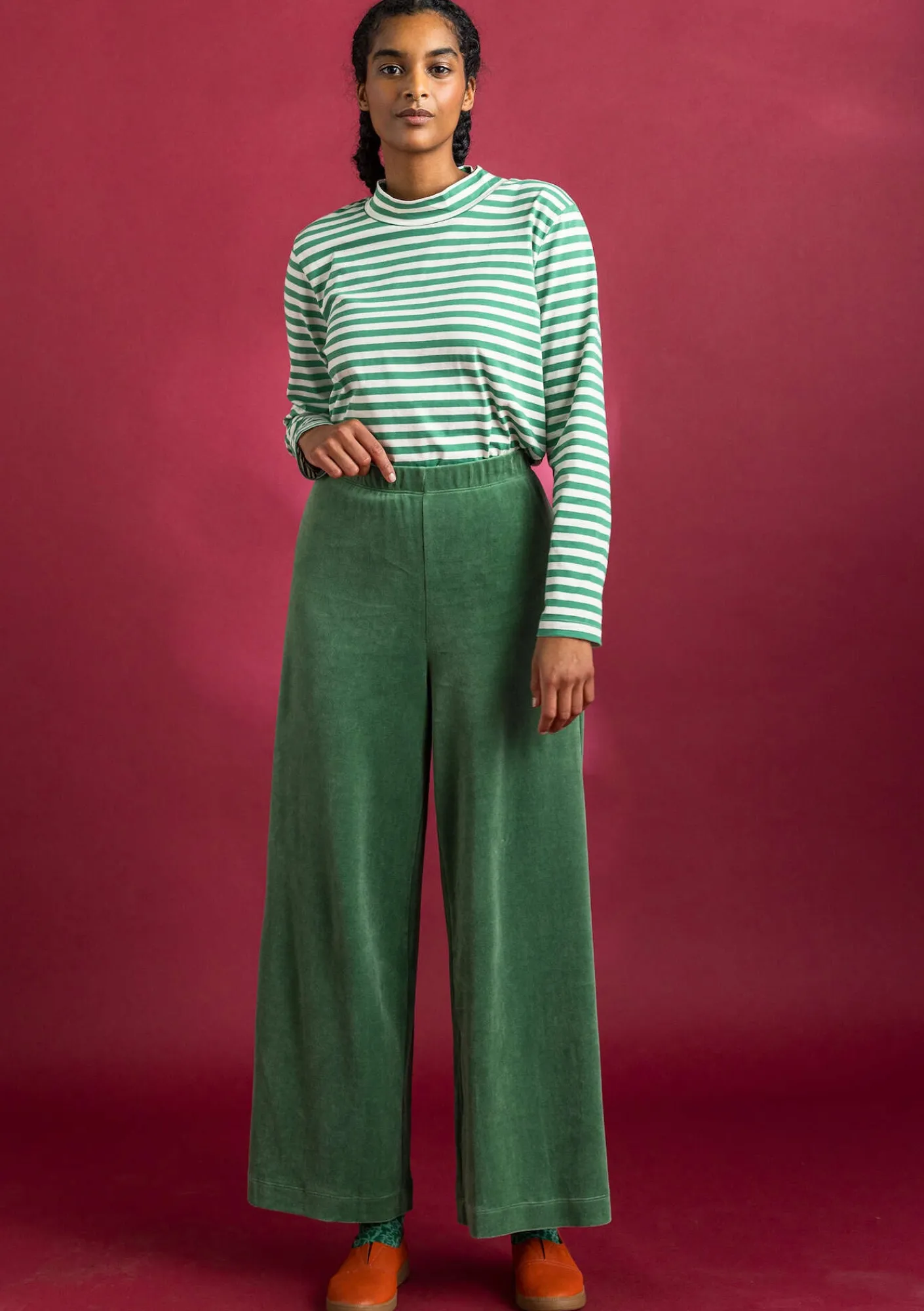 Gudrun Sjödén Hosen>Velourshose aus Bio-Baumwolle/Recycling-Polyester Meeresgrün