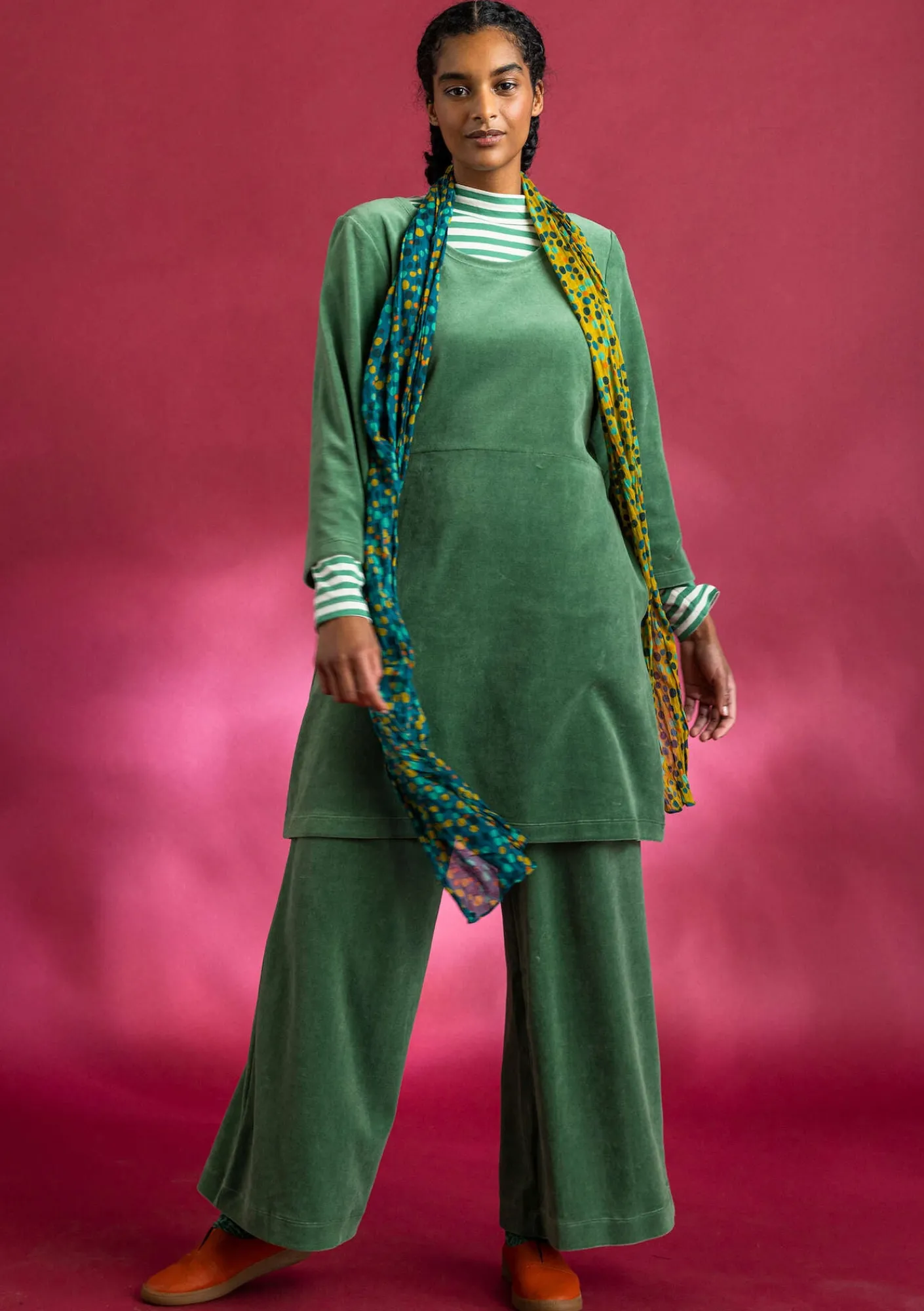 Gudrun Sjödén Hosen>Velourshose aus Bio-Baumwolle/Recycling-Polyester Meeresgrün