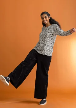 Gudrun Sjödén Hosen>Velourshose aus Bio-Baumwolle/Recycling-Polyester Schwarz