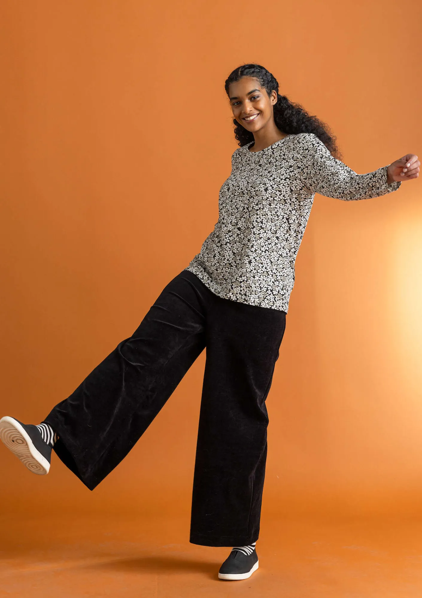 Gudrun Sjödén Hosen>Velourshose aus Bio-Baumwolle/Recycling-Polyester Schwarz