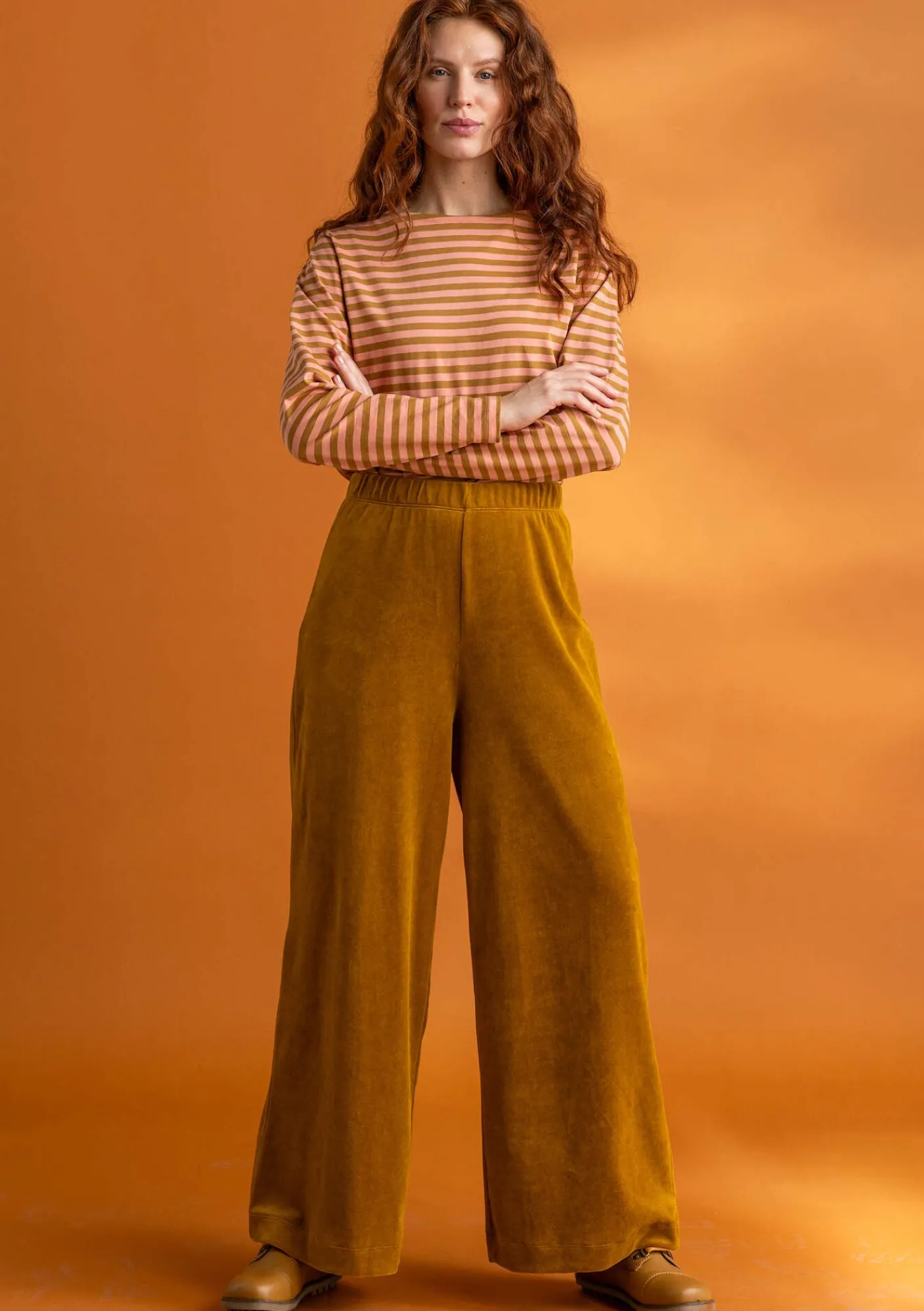 Gudrun Sjödén Hosen>Velourshose aus Bio-Baumwolle/Recycling-Polyester Curry