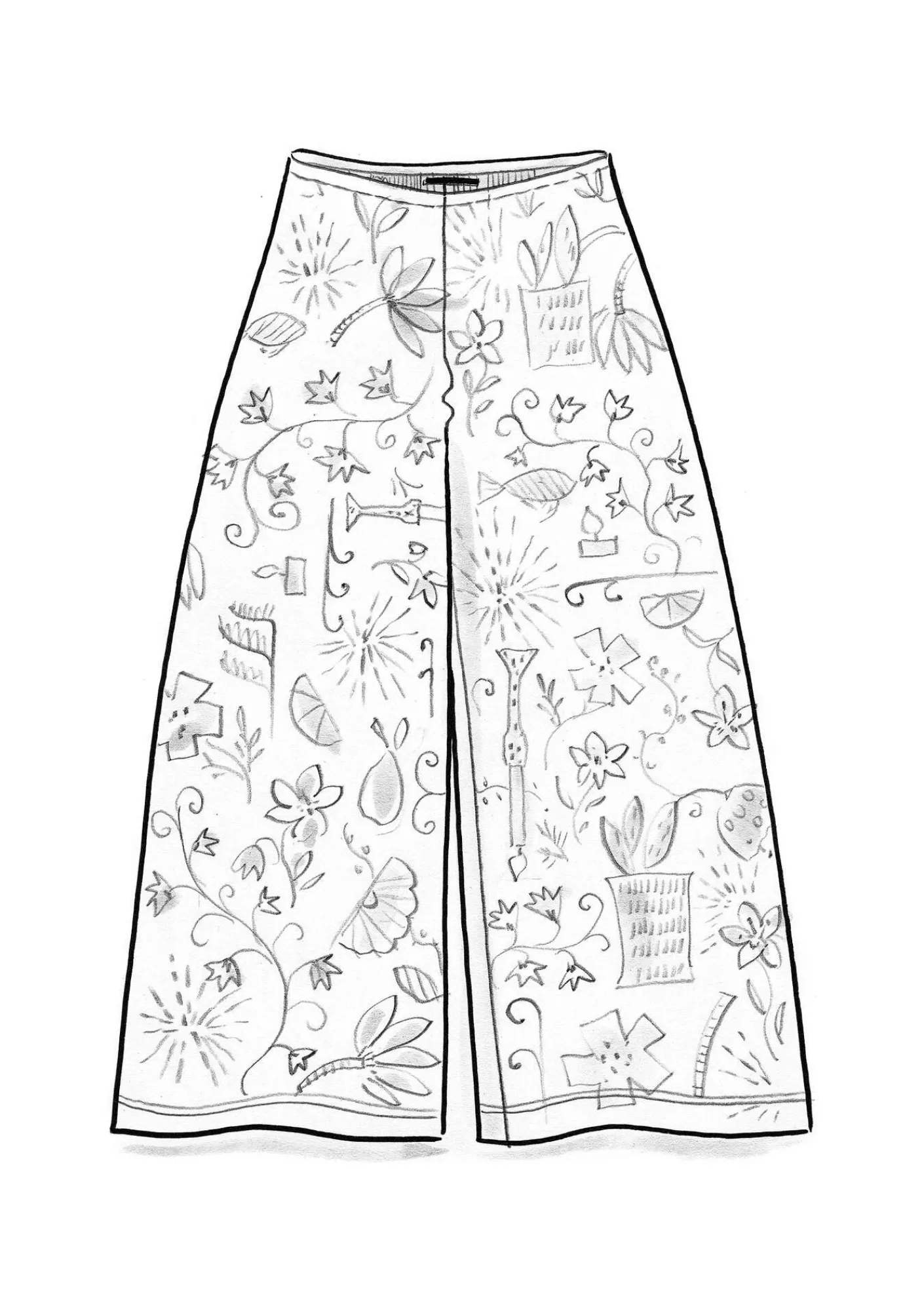 Gudrun Sjödén Hosen>Velourshose „Fyrverkeri“ aus Bio-Baumwolle/Recycling-Polyester Aubergine-gemustert