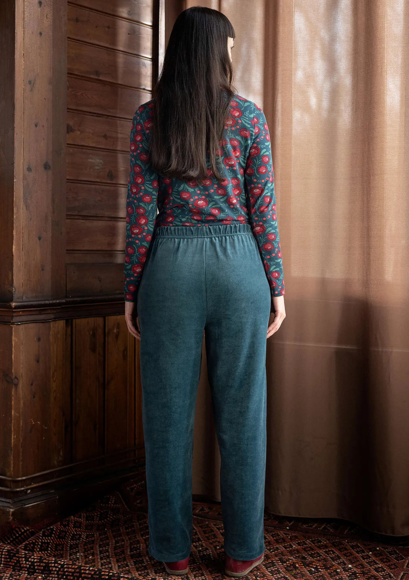 Gudrun Sjödén Hosen>Velourshose „Nora“ aus Bio-Baumwolle/Recycling-Polyester Indigogrün