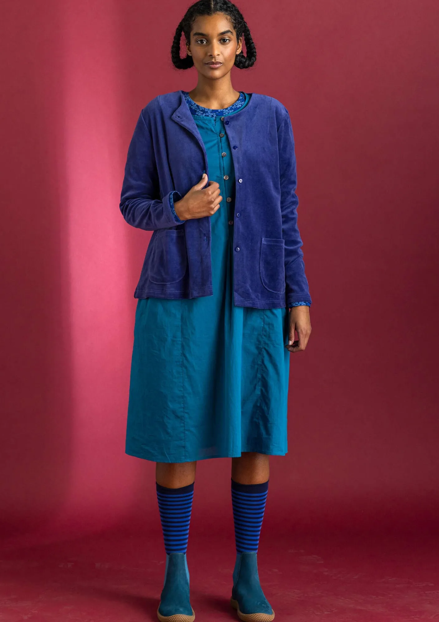 Gudrun Sjödén Strickjacken|Pullover & Shirts>Veloursjacke aus Bio-Baumwolle/Recycling-Polyester Veilchen