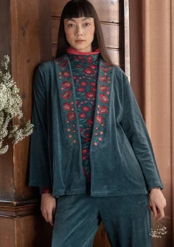 Gudrun Sjödén Strickjacken|Jacken & Mäntel>Veloursjacke „Nora“ aus Bio-Baumwolle/Recycling-Polyester Indigogrün