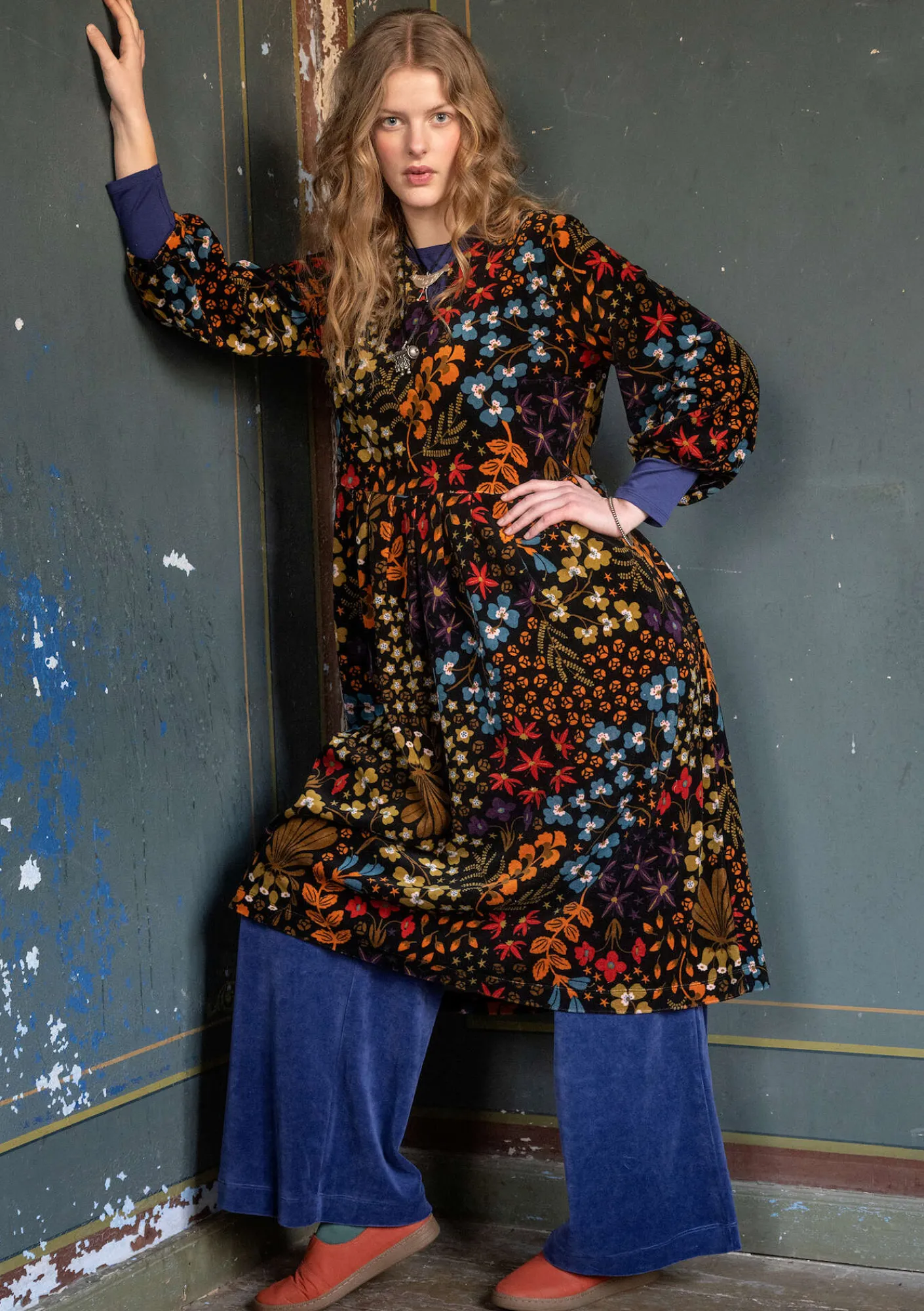 Gudrun Sjödén Kleider>Velourskleid „Katla“ aus Bio-Baumwolle/Recycling-Polyester Schwarz