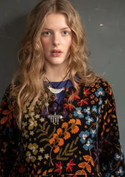 Gudrun Sjödén Kleider>Velourskleid „Katla“ aus Bio-Baumwolle/Recycling-Polyester Schwarz