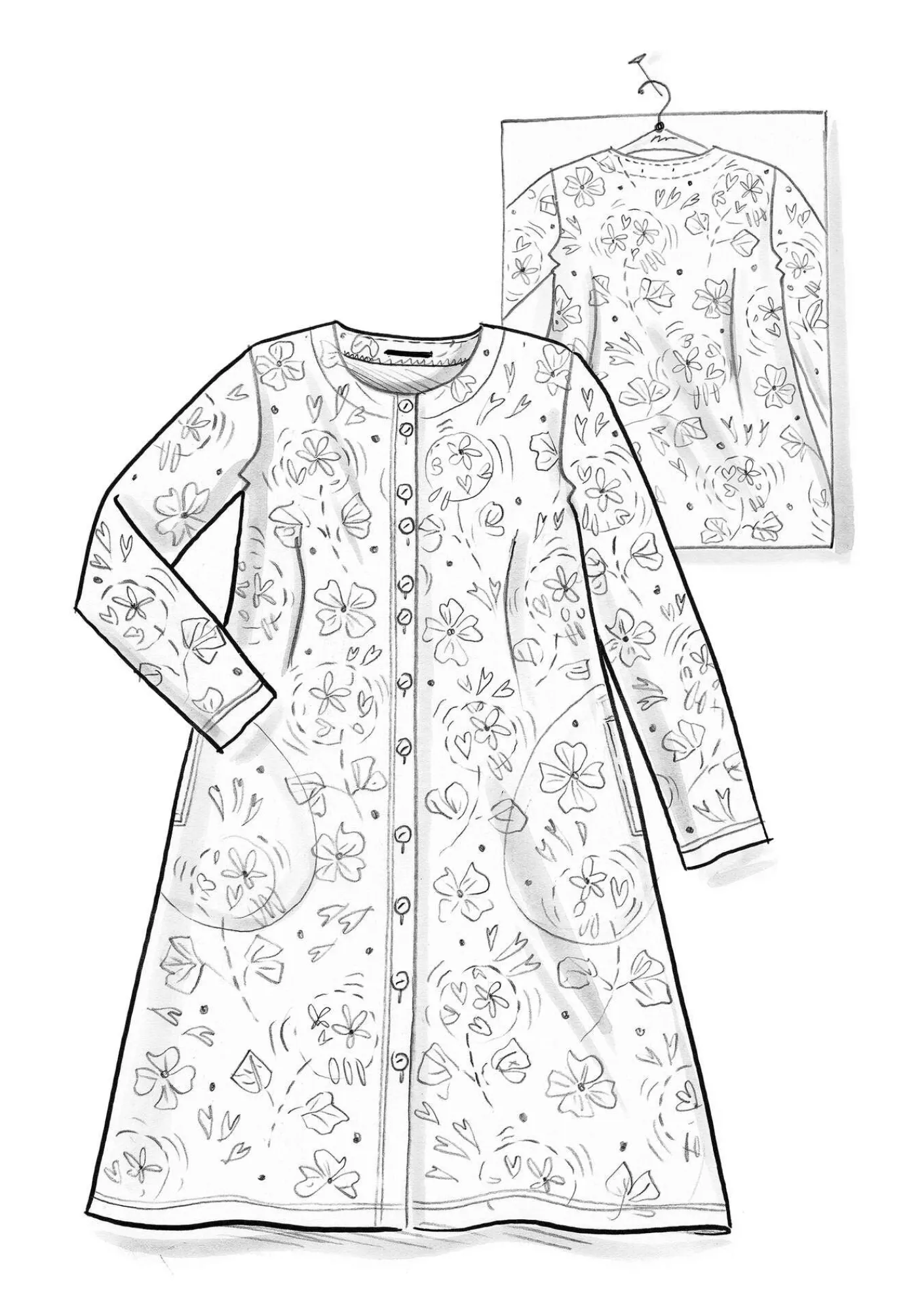 Gudrun Sjödén Kleider>Velourskleid „Selma“ aus Bio-Baumwolle/Recycling-Polyester Kartoffel