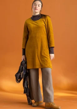 Gudrun Sjödén Tuniken>Velourstunika aus Bio-Baumwolle/Recycling-Polyester Curry