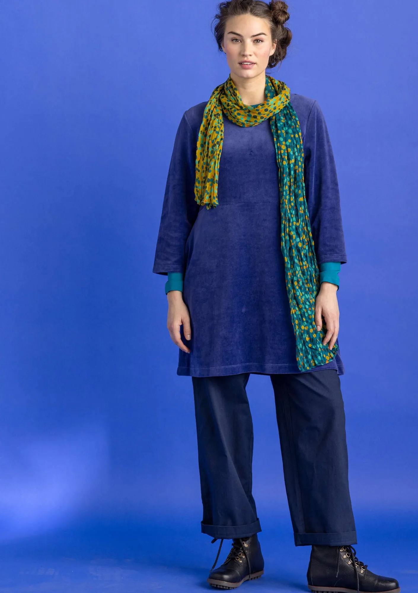 Gudrun Sjödén Tuniken>Velourstunika aus Bio-Baumwolle/Recycling-Polyester Veilchen