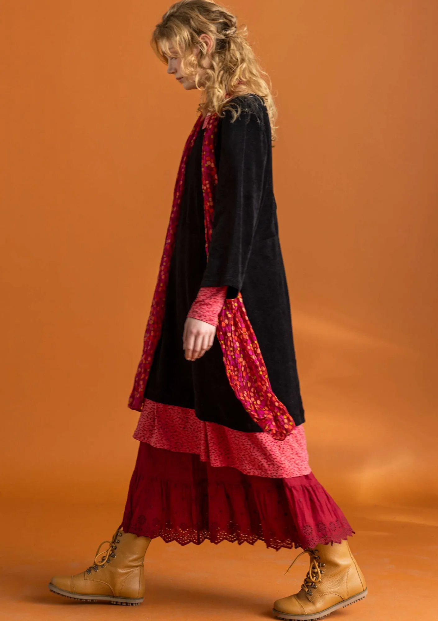 Gudrun Sjödén Tuniken>Velourstunika aus Bio-Baumwolle/Recycling-Polyester Schwarz