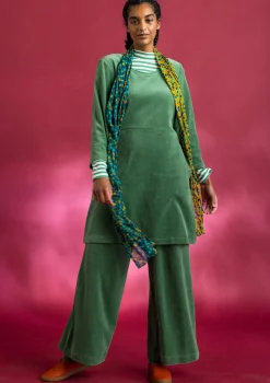 Gudrun Sjödén Tuniken>Velourstunika aus Bio-Baumwolle/Recycling-Polyester Meeresgrün