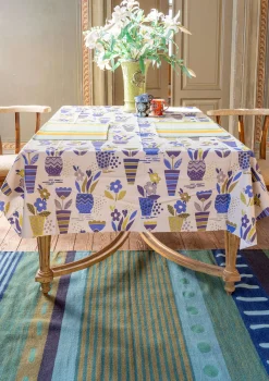 Gudrun Sjödén Tischdecken & -läufer|Küche & Esszimmer>Wachstuch „Flower pots“ aus Bio-Baumwolle Graulila